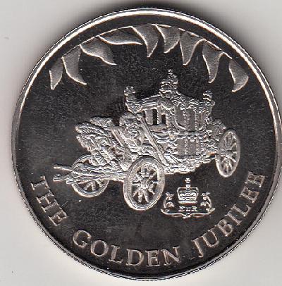 Beschrijving: 50 Pence GOLDEN JUBILEE COACH